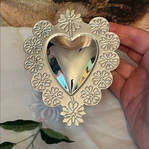 HeartSilver Tone Pill Box Trinket Box Valentine Wedding